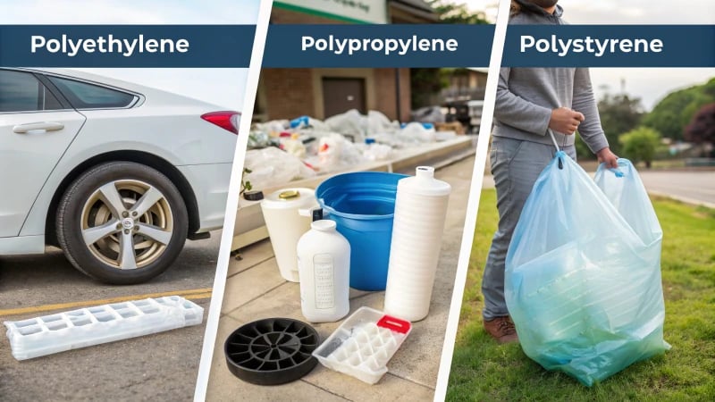 Infographic showing different types of plastics and their applications