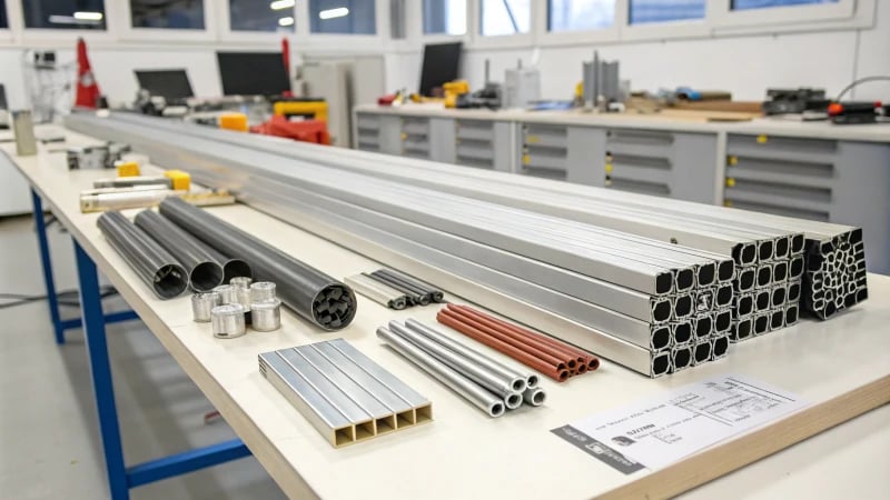 A well-organized workshop with extruded profiles