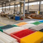 Workshop showcasing raw materials for extrusion molding