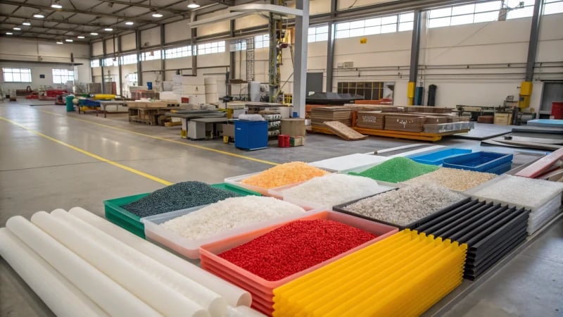 Workshop showcasing raw materials for extrusion molding