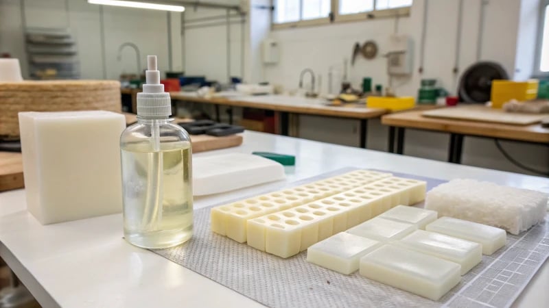 A well-organized workshop with mold release agents