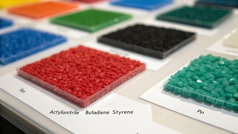 Array of colorful thermoplastic material samples on a white background