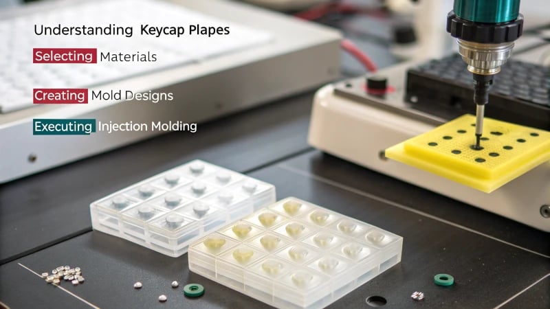 Infographic illustrating keycap mold design process