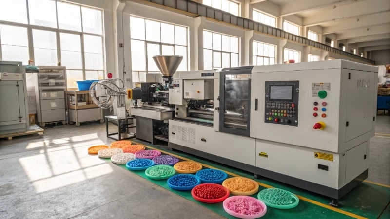 A modern injection molding machine in action