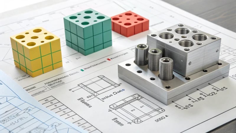 Technical illustration of injection molding part volume calculation